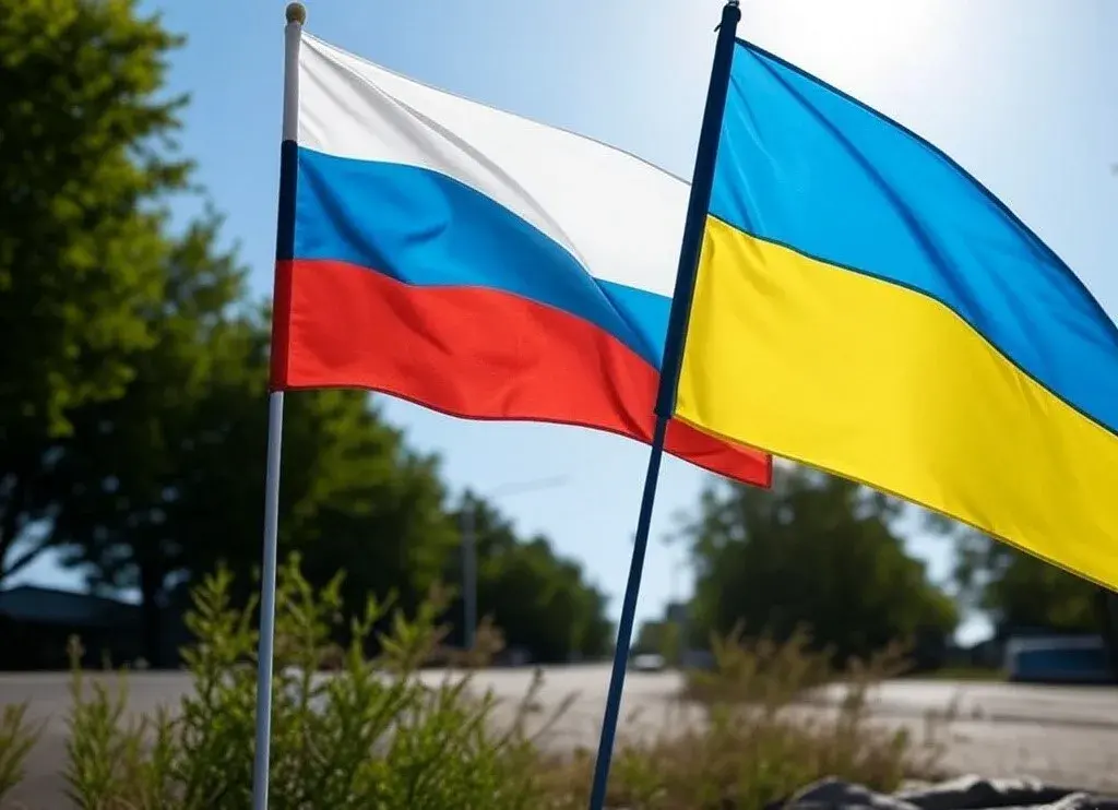 Flags of Russia and Ukraine