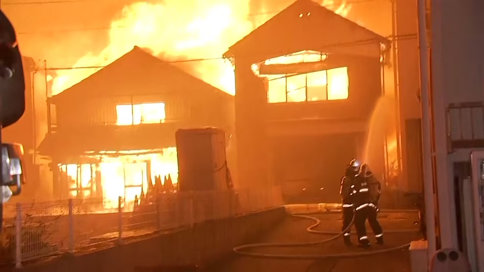 Fire in Japanese house.